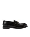 Miu Miu Black Leather Loafers In Black