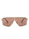Miu Miu Logo-plaque Pilot-frame Sunglasses In Gold