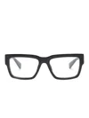Miu Miu Logo-plaque Rectangle-frame Glasses In 1ab1o1 Black