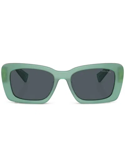 Miu Miu Eckige Sonnenbrille Mit Logo In Green
