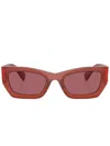 Miu Miu Logo-plaque Rectangle-frame Sunglasses In Rot
