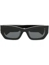 Miu Miu Logo-plaque Rectangular Sunglasses In Black