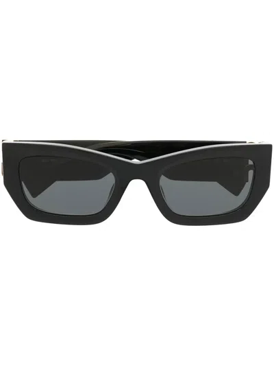 Miu Miu Logo-plaque Rectangular Sunglasses In Black