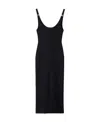 Miu Miu Ribbed Backless Metal Logo Midi Dress In Black