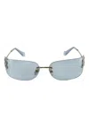 Miu Miu Logo-plaque Rimless Sunglasses In Blue