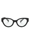 Miu Miu Logo-plaque Round-frame Glasses In Schwarz