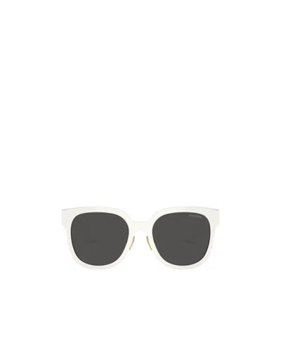 Miu Miu Logo-plaque Round-frame Sunglasses In Black