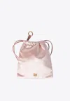 Miu Miu Logo Plaque Satin Pouch Bag In Pink
