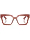 Miu Miu Logo-plaque Square-frame Glasses In Rot