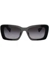 Miu Miu Black Logo Plaque Square Sunglasses In Black