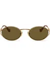Miu Miu Womens Gold Mu 52ys Round-frame Tinted-lens Metal Sunglasses In Gold