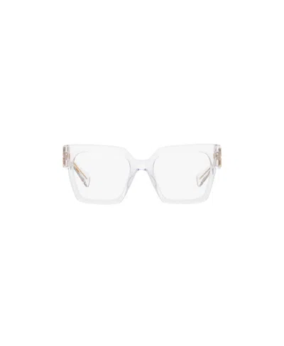 Miu Miu Logo-plaque Transparent Glasses In White
