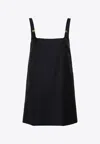 MIU MIU LOGO PLAQUE VIRGIN WOOL MINI DRESS