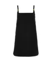 Miu Miu Logo-plaque Wool Minidress In Black