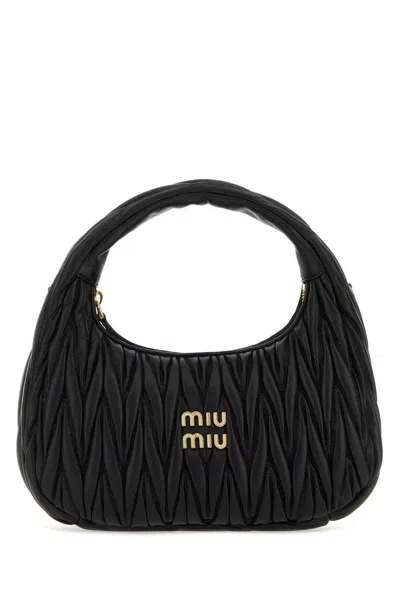 Miu Miu Logo-plaque Zipped Handbag In Nero