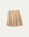 Miu Miu Logo Popeline Jacquard Pleated Skirt In F0065 Corda