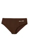 Miu Miu Logo-print Bikini Bottoms In Brown
