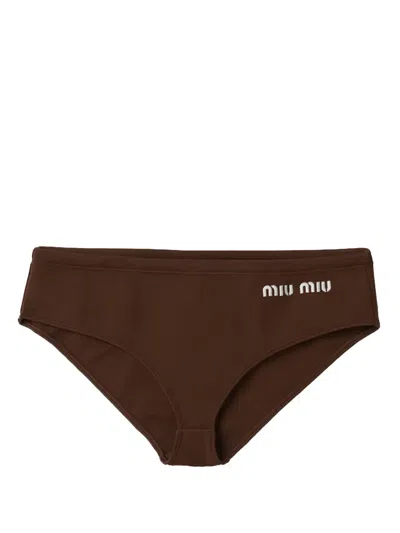 MIU MIU LOGO-PRINT BIKINI BOTTOMS