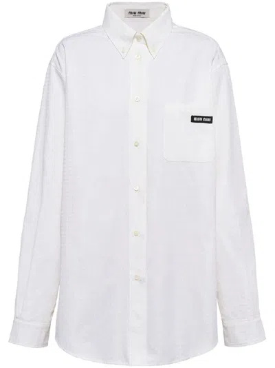 Miu Miu Poplin Shirt In White