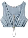 Miu Miu Logo-print Crop Top In 蓝色