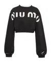 Miu Miu Logo-print Cropped Sweatshirt In Black