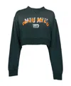 Miu Miu Logo-print Cropped Sweatshirt In Green