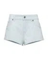Miu Miu Logo-print Denim Shorts In Light Blue