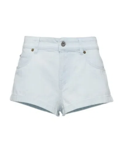 Miu Miu Logo-print Denim Shorts In Light Blue