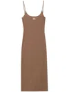 Miu Miu Logo-print Jersey Midi Dress In Brown