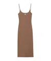 Miu Miu Logo-print Jersey Midi Dress In Brown