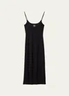 Miu Miu Drs Midi Sqr Nck Slvlss Frnt Lofo Fttd Jrsy In F0241 Kaki