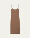Miu Miu Logo-print Jersey Midi Dress In Kaki
