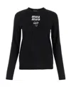 Miu Miu Logo-print Long-sleeve Cotton T-shirt In Black