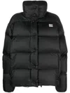 Miu Miu Logo-print Padded Jacket In Nero