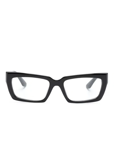 Miu Miu Logo-print Rectangle-frame Glasses In Black