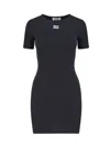 Miu Miu Logo Midi Dress In Black