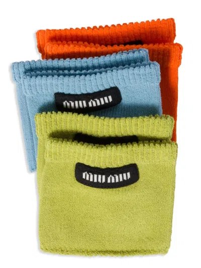 MIU MIU LOGO-PRINT SOCKS (PACK OF THREE)