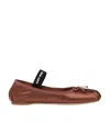 Miu Miu Satin Ballerinas In Brown