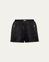 Miu Miu Logo-print Technical Silk Shorts In Nero