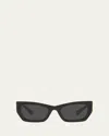 Miu Miu Logo Rectangle Acetate Sunglasses
