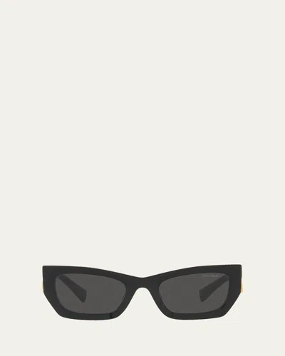 Miu Miu Logo Rectangle Acetate Sunglasses