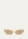 Miu Miu Logo-lettering Square-frame Sunglasses In Black Brown