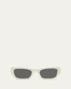 Miu Miu Logo Rectangle Acetate Sunglasses In White