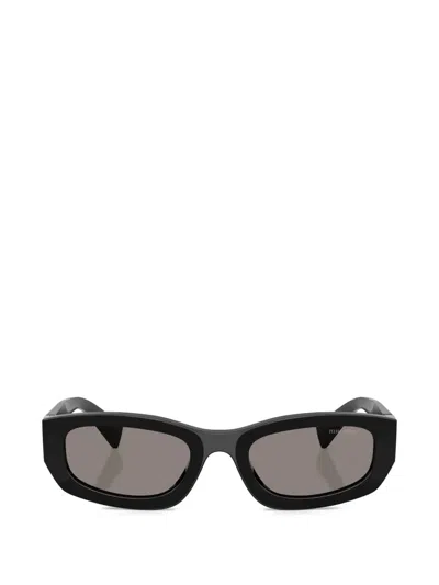 Miu Miu Logo Rectangle Sunglasses In Black