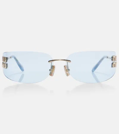 Miu Miu Eckige Sonnenbrille In Blue