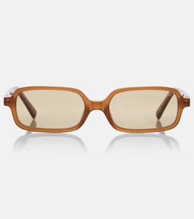 Miu Miu Logo Rectangular Sunglasses In Red