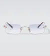 Miu Miu Logo Rectangular Sunglasses In Blue