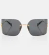 Miu Miu Logo Rectangular Sunglasses In Gray