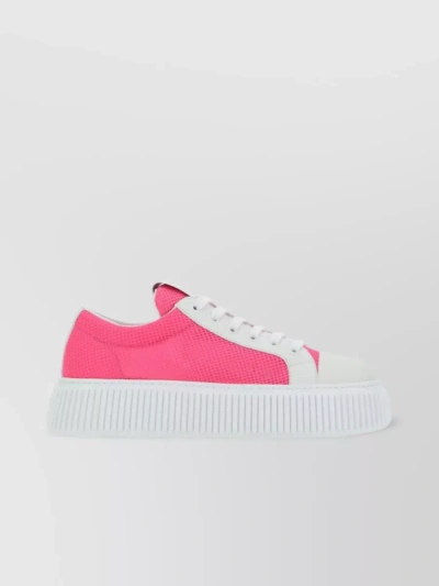 Miu Miu Logo Relief Platform Sneakers In Pink