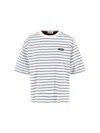 Miu Miu Striped Cotton T-shirt In White